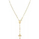 18K Gold Over Sterling Silver Italian Rosary Bead Cross Y Necklace Chain for Women Men, 20 Inch