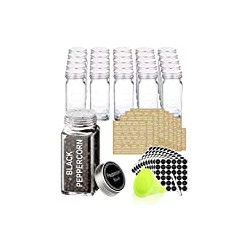 Set. 25 Square Glass Jars 4OZ, Airtight Cap, Pour/sift Shaker Lid