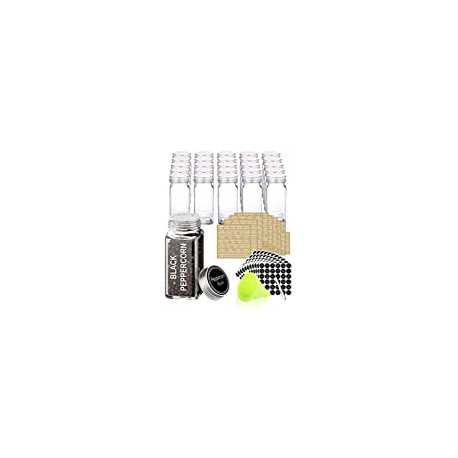 Set. 25 Square Glass Jars 4OZ, Airtight Cap, Pour/sift Shaker Lid
