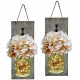 LED Fairy Strip Lights and Flowers Hydrangea Farmhouse Sconce Jars (Set of 2)