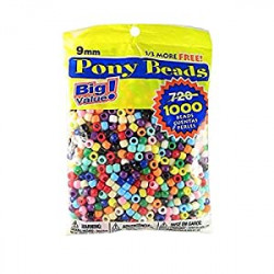 9mm, 1000 Piece Opaque Color, Pony Beads, Multicolor, Count