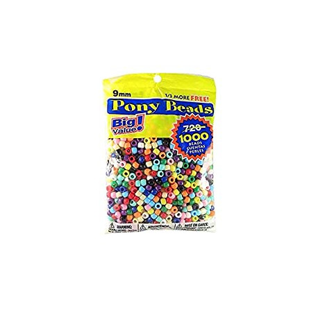 9mm, 1000 Piece Opaque Color, Pony Beads, Multicolor, Count