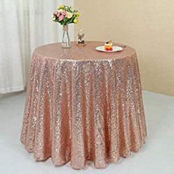 Rose Gold Sequin Tablecloth - 72in Round