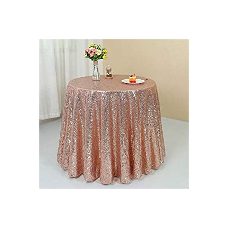 Rose Gold Sequin Tablecloth - 72in Round