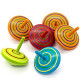 Set of 10 Multicolor Wooden Spinning Handmade