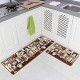 2 Pieces Non-Slip Kitchen Mat Set Rubber Backing Doormat Runner Rug Set, Coffee Design (Brown 15"x47"+15"x23")