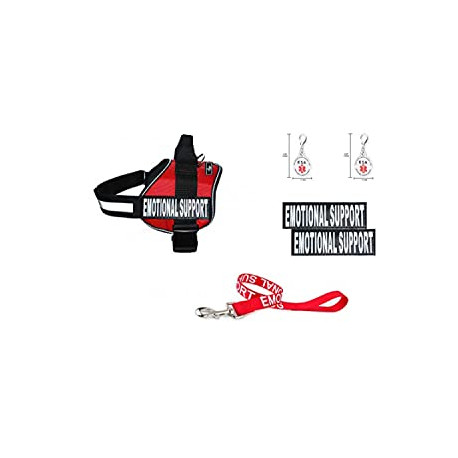 Set of Emotional Support Removable Reflective Patches, 30 inch Lead and 2 ID Dog Tags