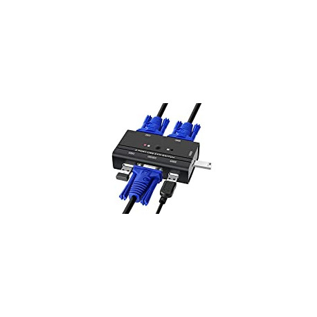 USB VGA KVM Switch with Cables, 2 Ports Selector
