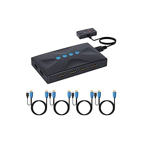 KVM Switch, USB & HDMI Switcher for 4 Computers