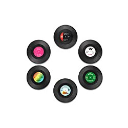 Coaster Vinyl Record Retro Coasters with Funny Labels, Set of 6