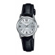 Women's LTPV002L-7B Black Leather Quartz Watch