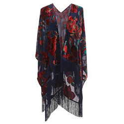 Burnout Velvet Kimono Cover up - Women