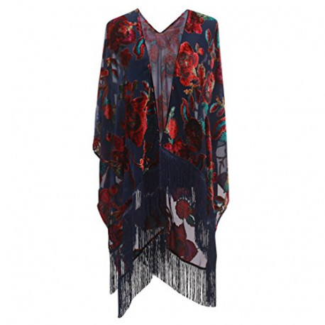 Burnout Velvet Kimono Cover up - Women