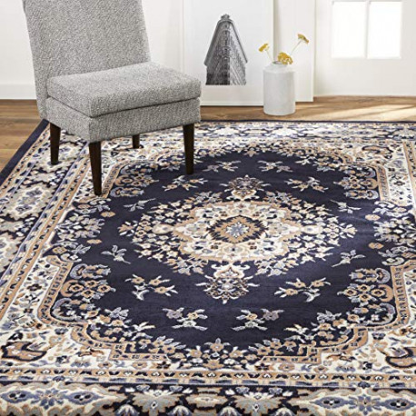 Area Rug, Navy Blue, 5'2"x7'4" Rectangle