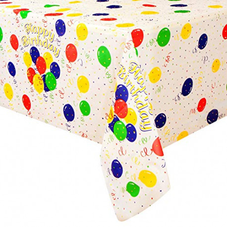 Happy Birthday,Girl Baby Shower Decorations,108" x 54", with Balloons and Confetti (Colorful)