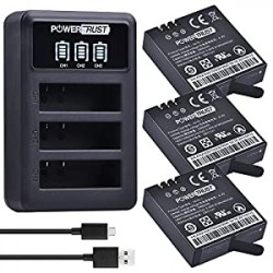 Replacement Battery and LED 3-Channel USB Charger for Xiaomi Yi 2