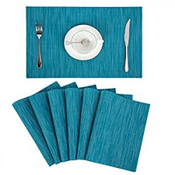 Set of 6 Crossweave Woven Vinyl Placemats
