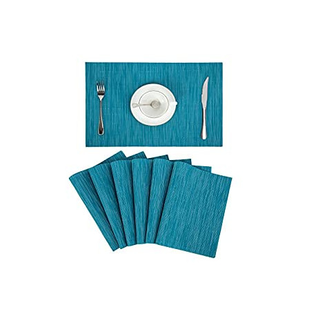 Set of 6 Crossweave Woven Vinyl Placemats