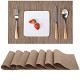 Dining Table Fabric Place Mat PVC (Light Brown, Set of 8)
