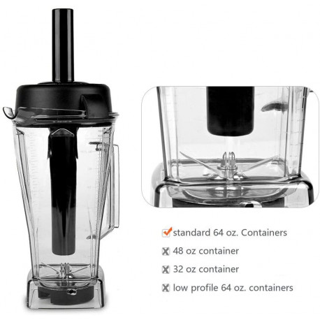 Tamper Compatible with Vitamix Classic Standard 64 Oz Containers (9.5‘’ Long Arm)