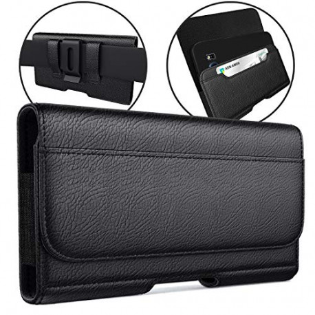 Belt Clip ID Card Holder Pouch Cover Fits Phone with Other Case on-Black