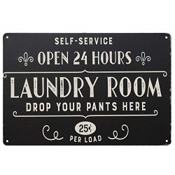 Open 24 Hours Laundry Room Vintage Retro Metal