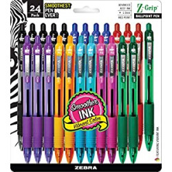 Ballpoint Pen, Medium Point, 1.0mm, Assorted Fashion Colors - 24 Pieces (Packaging may vary)