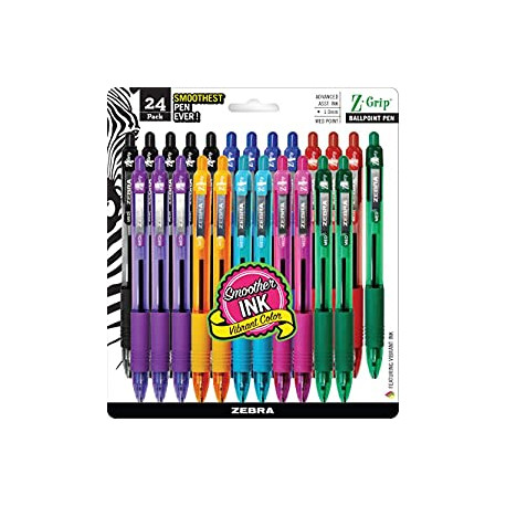 Ballpoint Pen, Medium Point, 1.0mm, Assorted Fashion Colors - 24 Pieces (Packaging may vary)