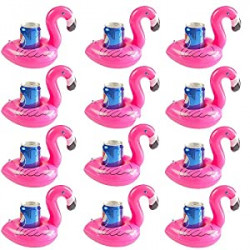 Flamingo Inflatable Drink Holder Float Coaster 12-Pack