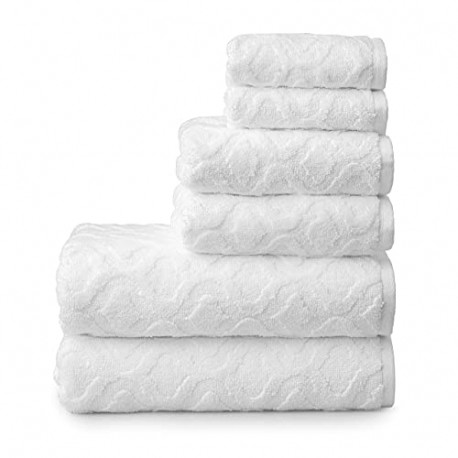 6 Piece Towel Set | White | Textured