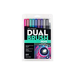 Tombow 56188 Dual Brush Pen Art Markers, Galaxy, 10-Pack