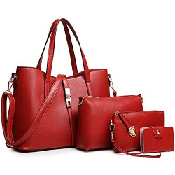 ashion Womens 4Pcs Handbag Set Totes Clutch Satchels Top