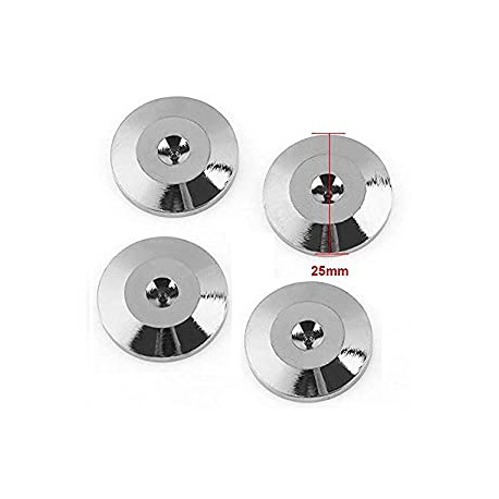 4PCS Silver Speaker Isolation Spikes Floor Protectors Shoes Mats 5x25mm 24K