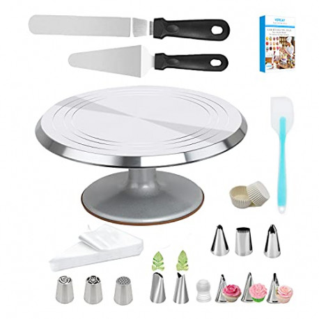 188Pcs Birthday Professional Cake Tools Aluminium Rotating Metal Turntable Stand
