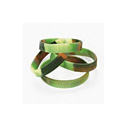Green Camouflage Army Rubber Bracelets (24 Count)