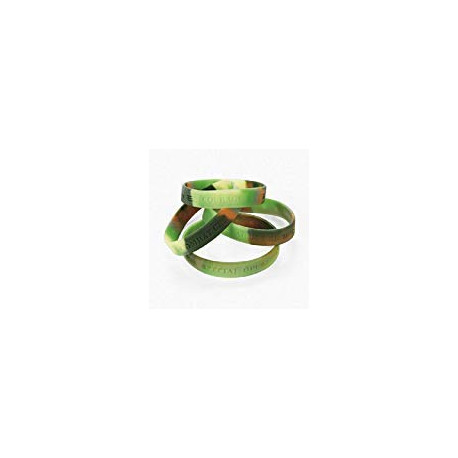 Green Camouflage Army Rubber Bracelets (24 Count)