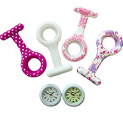 Unisex Nurses Lapel Watch Silicone (Infection Control) - Pretty Pink Collection