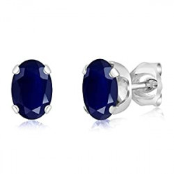 925 Sterling Silver Blue Sapphire Stud Earrings For Women