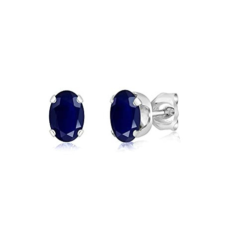 925 Sterling Silver Blue Sapphire Stud Earrings For Women