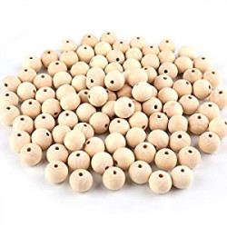 300 Pieces 16mm Natural Wood Beads