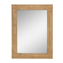 Rectangle Natural Wood Hanging Wall Mirror, Medium, Brown