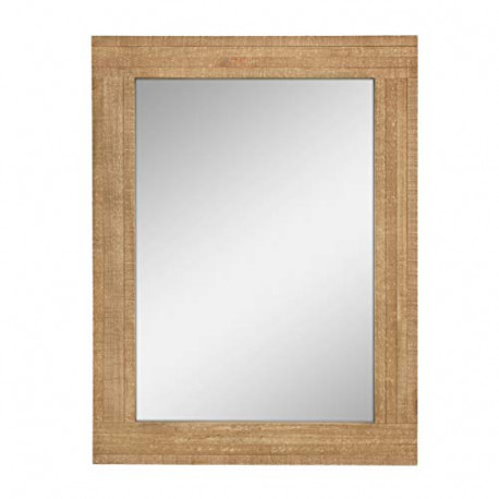 Rectangle Natural Wood Hanging Wall Mirror, Medium, Brown
