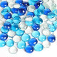 Flat Glass Marbles 1Lb, 100PCS Fill 0.3L Vol. Premium Blue Mixed Color