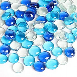 Flat Glass Marbles 1Lb, 100PCS Fill 0.3L Vol. Premium Blue Mixed Color