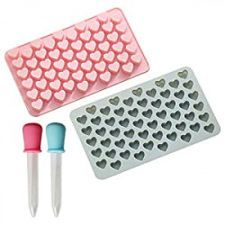 2 Silicone Cake Molds for Baking 110 Cavities Ice Molds with 2 Bonus Droppers (Blue and Pink)