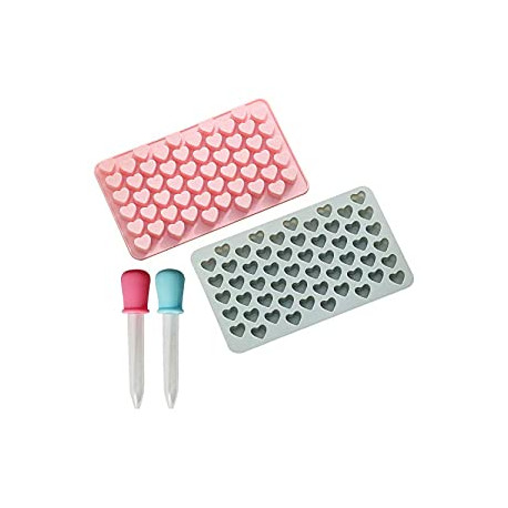 2 Silicone Cake Molds for Baking 110 Cavities Ice Molds with 2 Bonus Droppers (Blue and Pink)