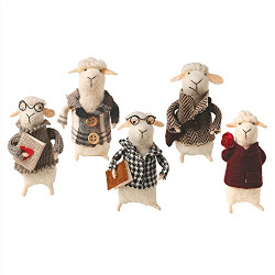 Decorative Figurines - Set of 5 Cute Lamb Ornaments