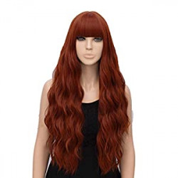 Auburn Wig for Women Long Wavy Heat