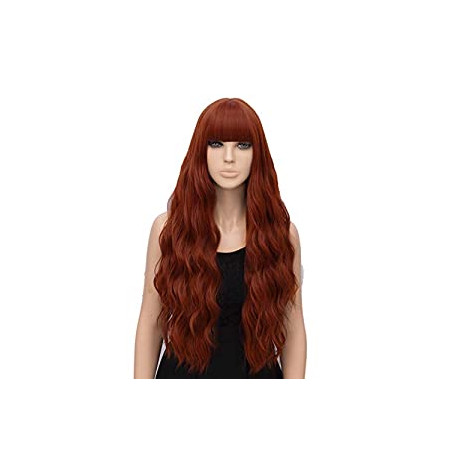 Auburn Wig for Women Long Wavy Heat