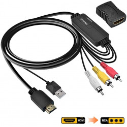 HDMI to RCA, 1080P HDMI to AV 3RCA CVBs Composite Video Audio Converter Cable